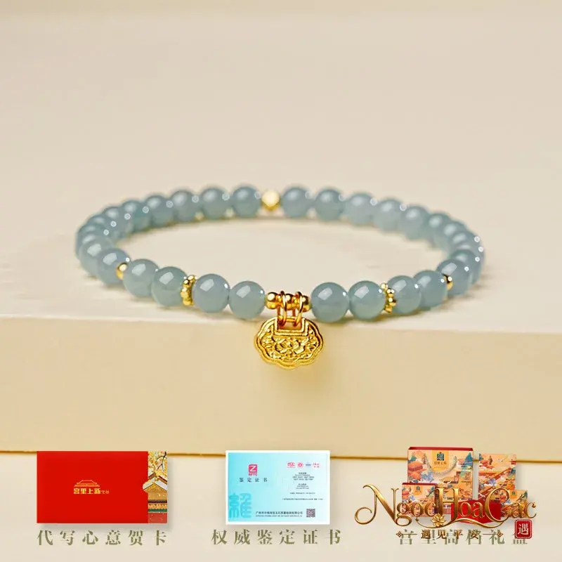 Vòng tay phỉ thúy băng chủng Phúc Tỏa Trường Thanh nhiều mẫu Cung Lý - hình sản phẩm