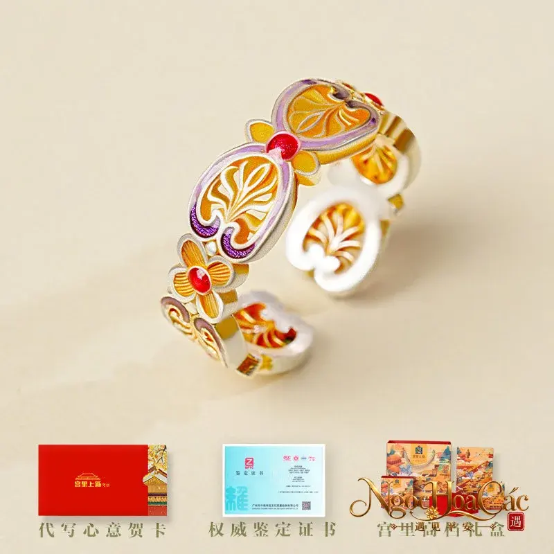 Nhẫn bạc 999 tráng men Tử Phương Cung Lý - hình sản phẩm